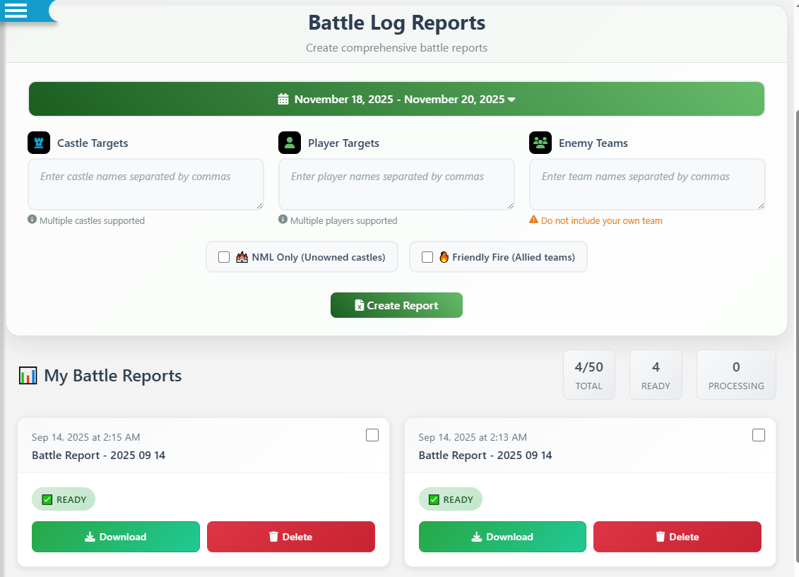 Create battle reports
